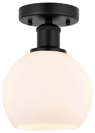 Edison Athens 1-Light 6" Semi-Flush Mount, Matte Black, Matte White