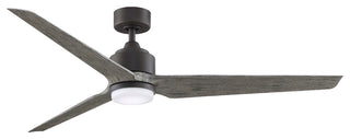 Fanimation TriAire Custom Ceiling Fan/LED Light, Matte Greige/Weathered Wood, 64