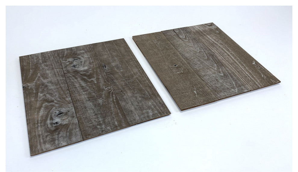 Set of Two Graywash Rustic Wood Wall Art Hanging Panels