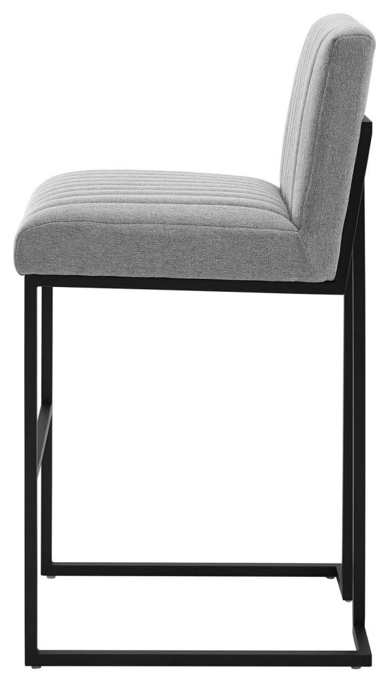Tufted Bar Stool Chair Barstool, Fabric, Metal, Gray, Modern, Bar Pub