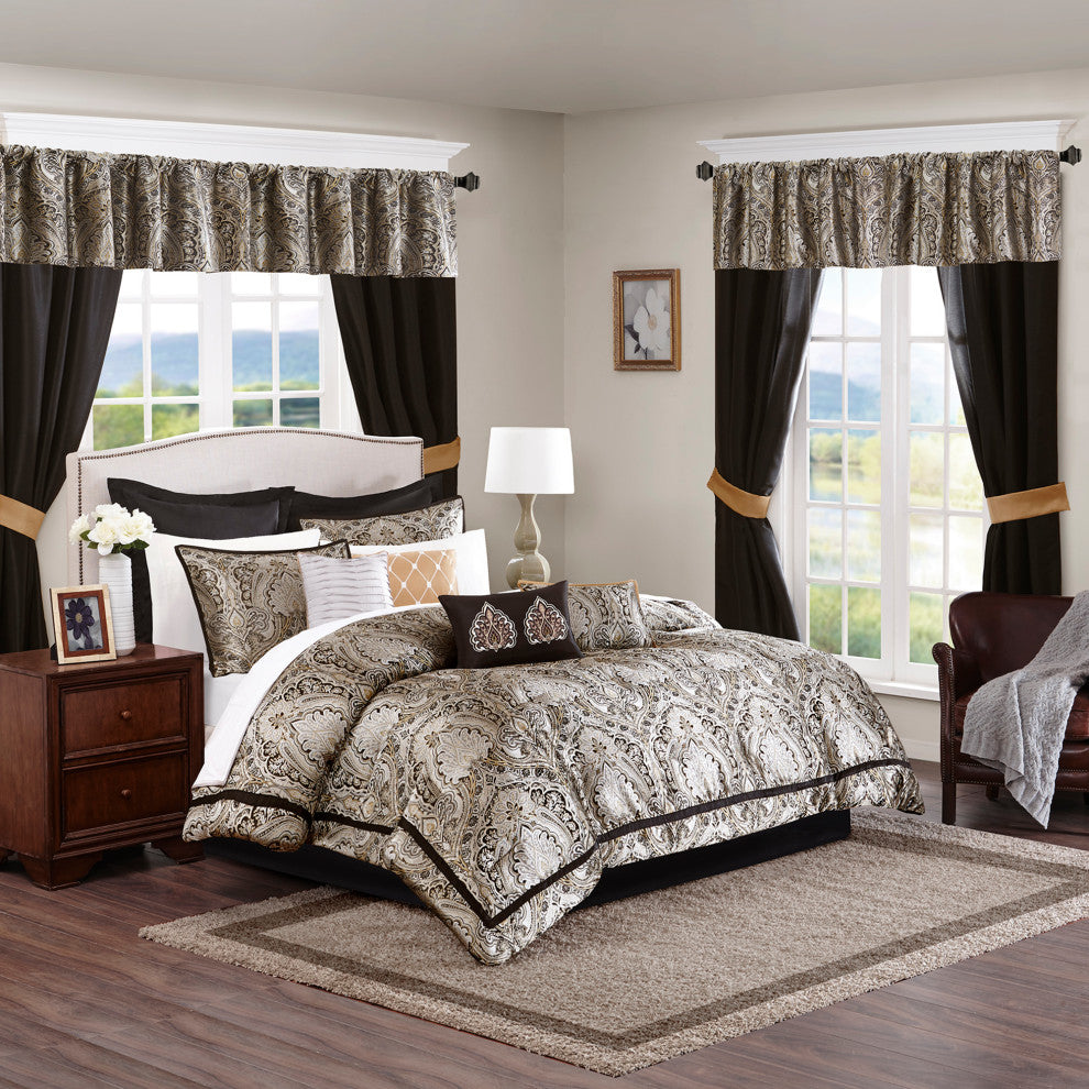 Madison Park Microfiber Jacquard 24-Piece Comforter Set, California King