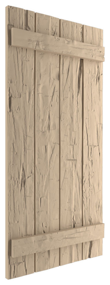 Rustic 4 Board Joined B-N-B Faux Wood Shutters, Hand Hewn, 22x30"