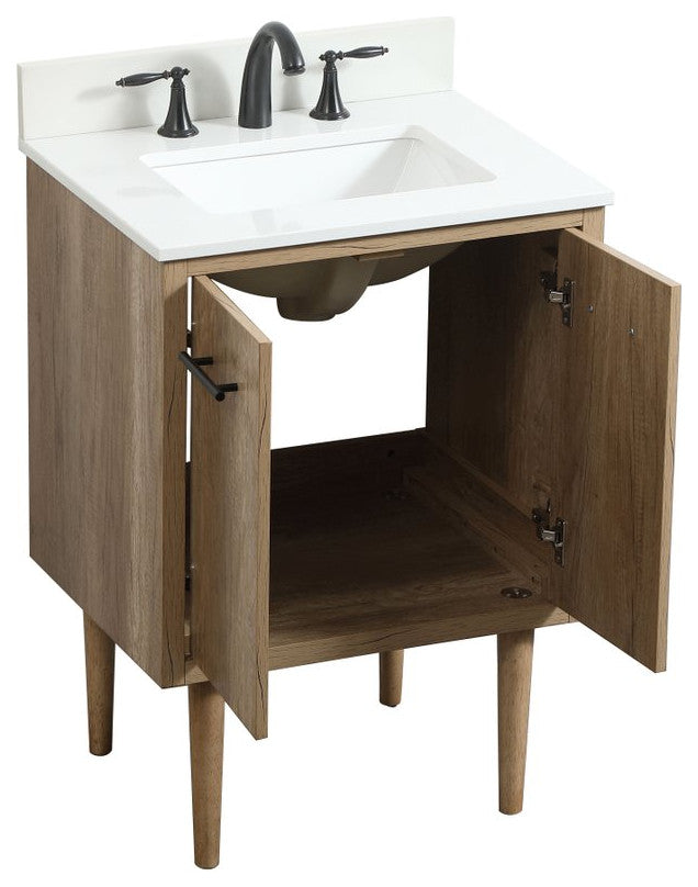 Home Living 19" Midcentury Modern Natural Oak-Light Bathroom Vanity