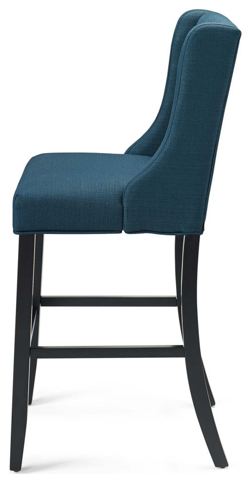 Bar Stool Chair Barstool, Set of 2, Fabric, Wood, Navy Blue, Modern, Bar Pub