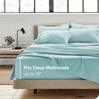 Bare Home 6-Piece Microfiber Sheet Set, Light Blue, King