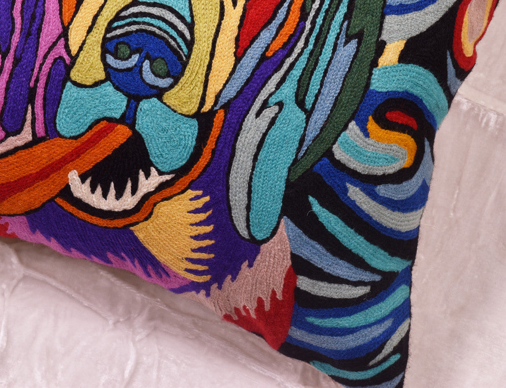 Picasso Dog Pillow Cover Starry Night Dog Pillowcase Hand Embroidered 18x18