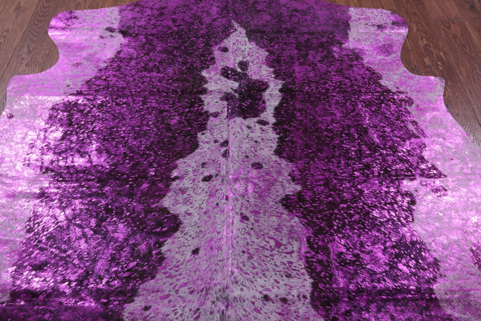 Pink Metallic Cowhide Rug 6' 0" X 6' 2" C2092