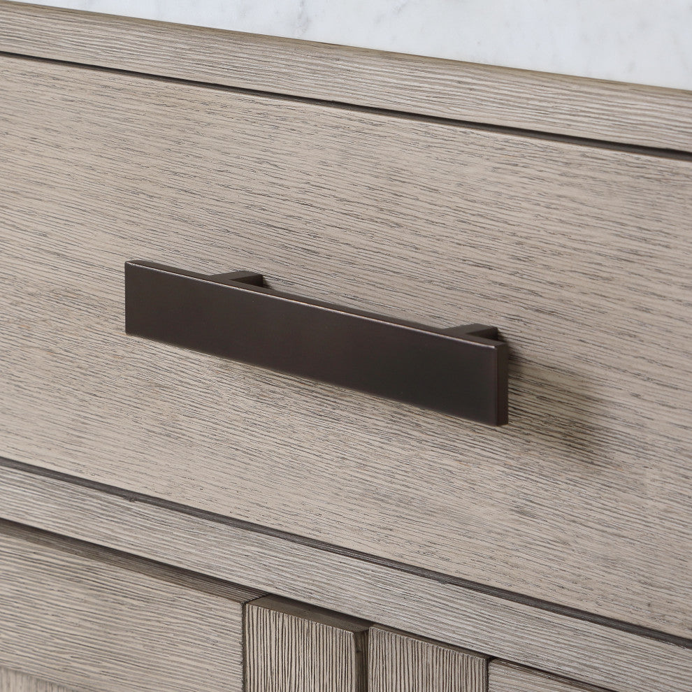 Water Creation Chestnut 72" Bath Vanity, Grey Oak, Oil-Rubbed Bronze Hardware, With Mirror(s) and Faucet(s)