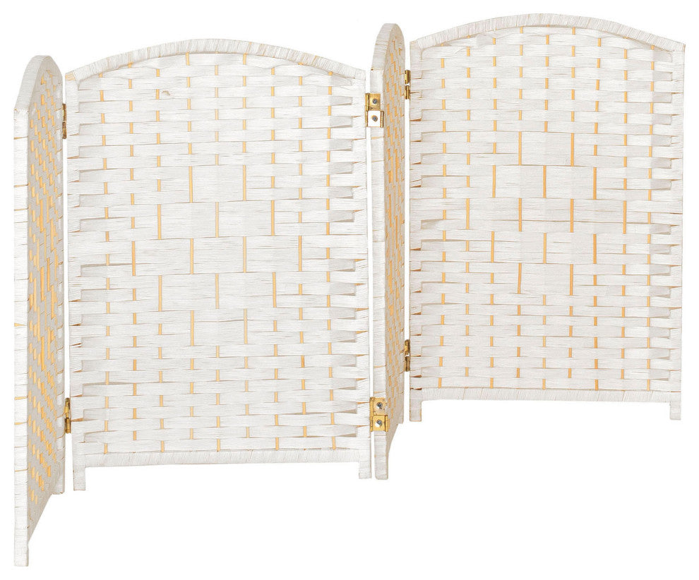 2 ft. Short Diamond Weave Fiber Room Divider White 4 Panel