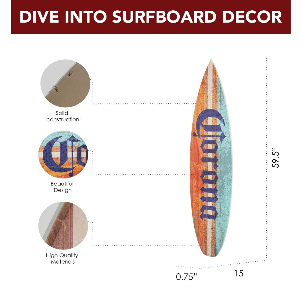 Licensed Corona Color Wood Tones Surfboard Plaque Wall Sign, 60"x15"
