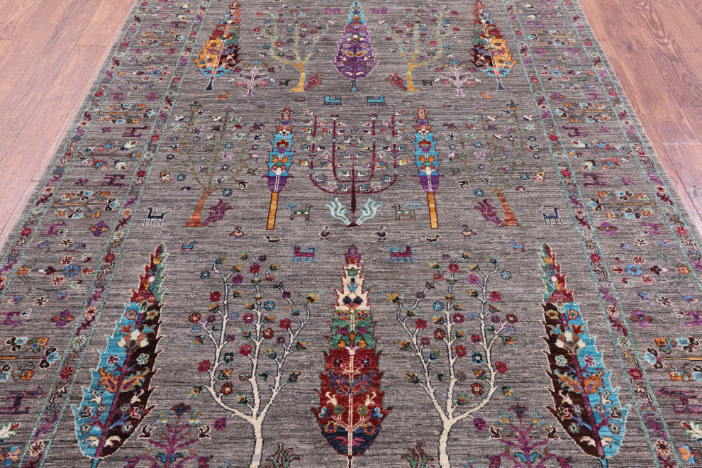 6' 6" X 9' 7" Hand Knotted Tribal Persian Gabbeh Wool Rug Q10443
