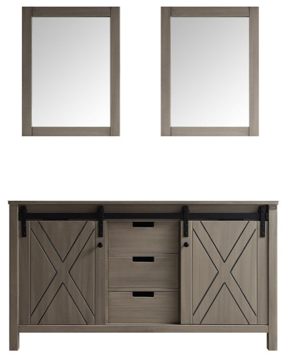 Marsyas 48" Dark Gray Single Bathroom Vanity Cabinet, 44" Wall Mirror
