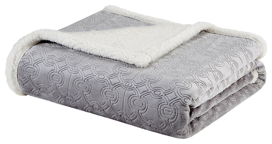 Madison Park Elma Oversized Textured Plush Throw 60x70", Tan