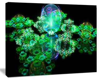 Green Water Drops on Mirror, Oversized Abstract Canvas Art Print, 60x40