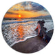 Fantastic Sandy Shore At Sunset, Seashore Art Disc Metal Artwork, 11"