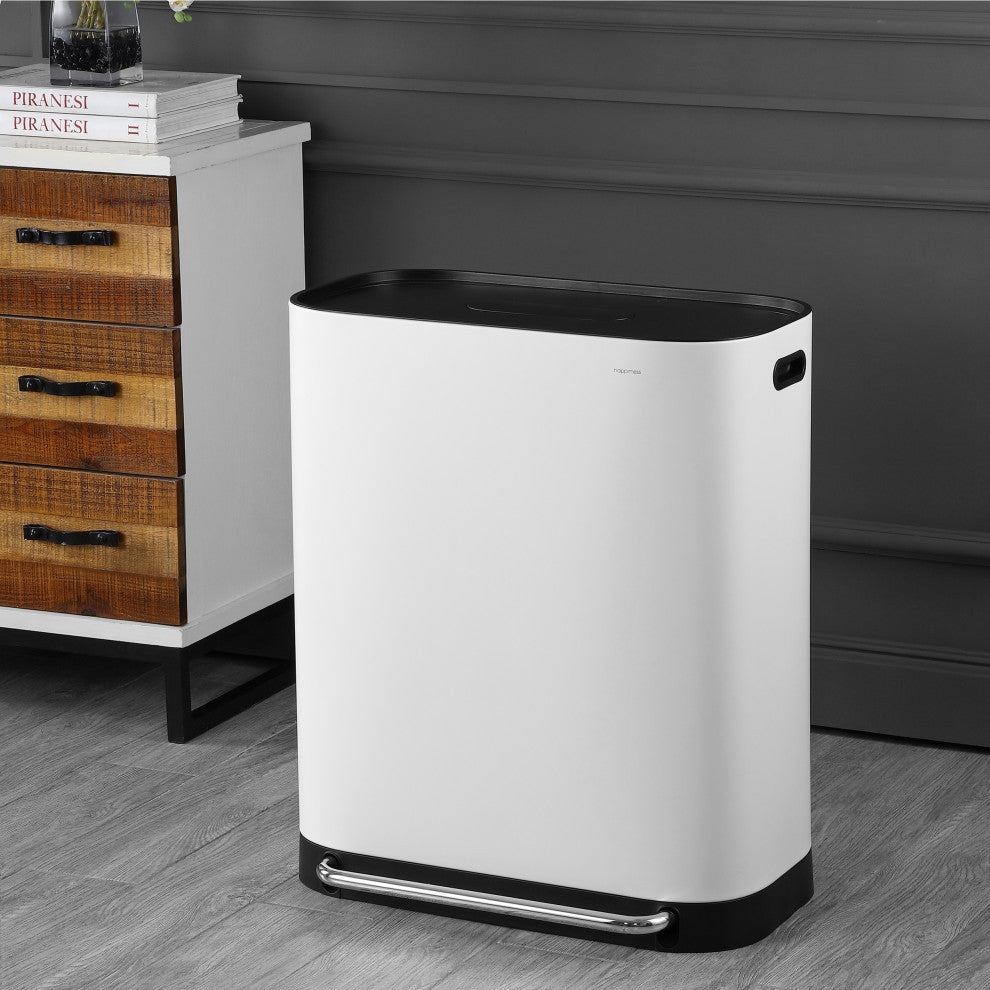Kitchen 16-Gallon Double-Bucket Step Trash Can With Odor Filter and Lid Support