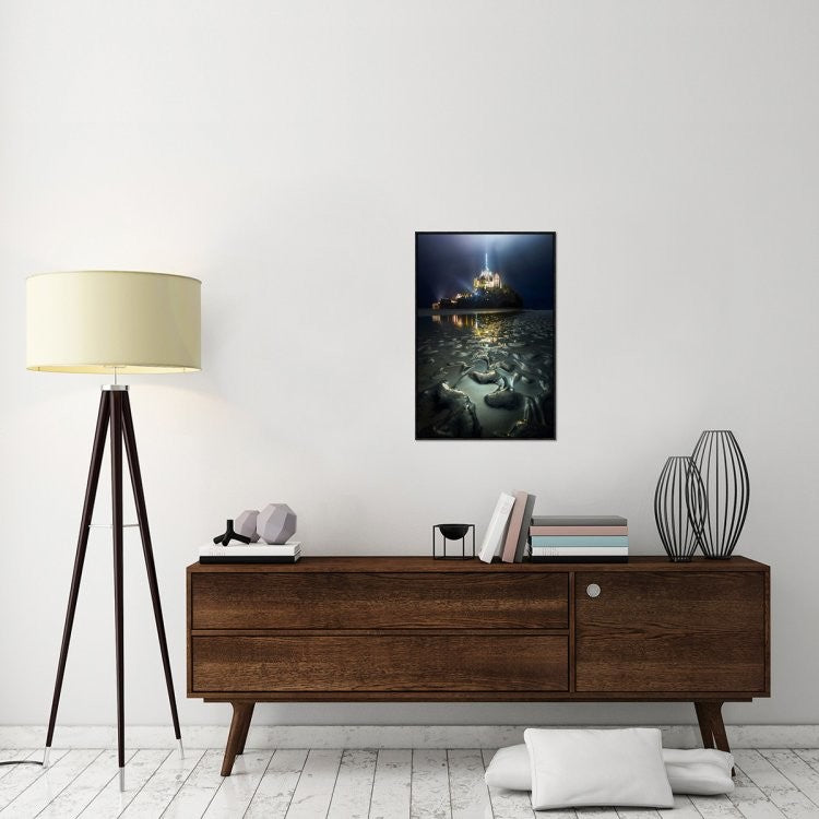 "Waiting for the high-water" Framed Canvas Giclee by Cuomo Massimo, 21x31"