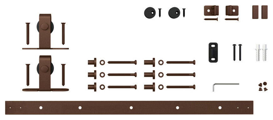 Mini Sliding Rolling Barn Door Hardware Kit, Single, Oil Rubbed Bronze, 4' Long