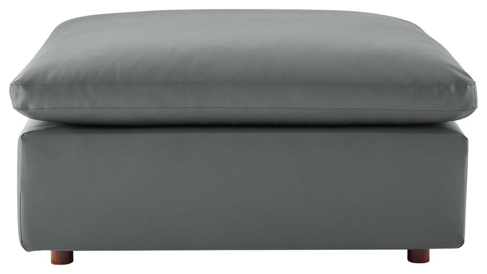Sectional Sofa Set, Faux Vegan Leather, Gray, Modern, Lounge Hospitality