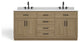 The Camille Bathroom Vanity, Driftwood Oak, 72", Double Sink, Freestanding