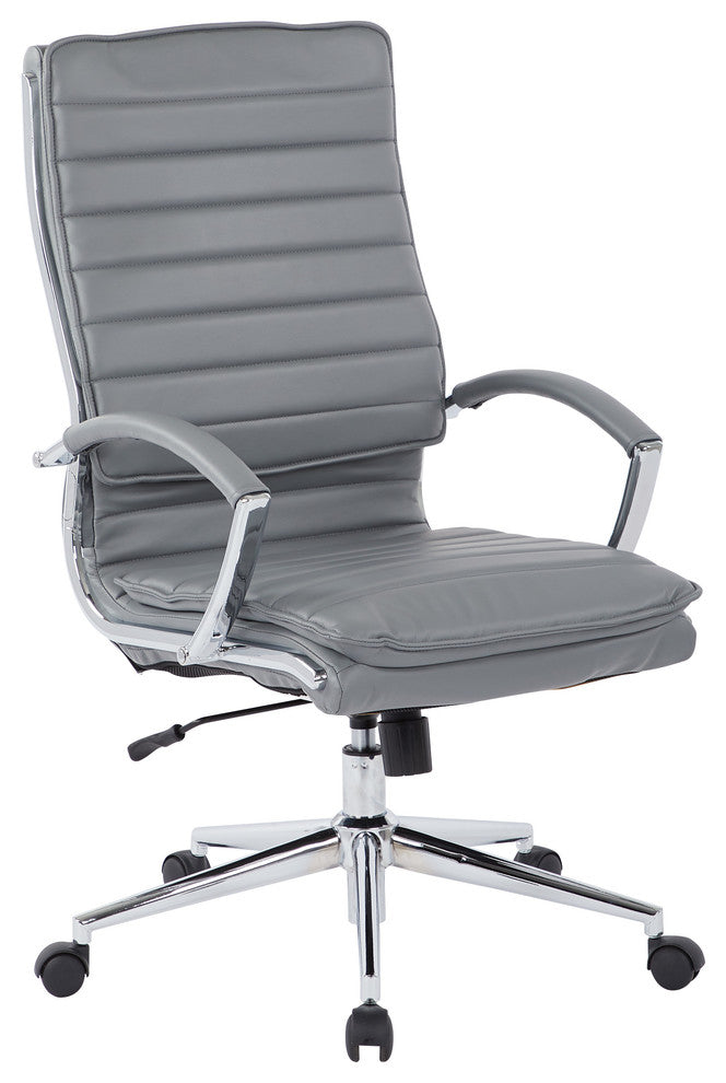 High Back Manager's Faux Leather Chair, Charcoal