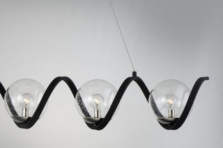 Maxim 35105 Curlicue 5 Light 49" Linear Chandelier - Black / Polished Nickel