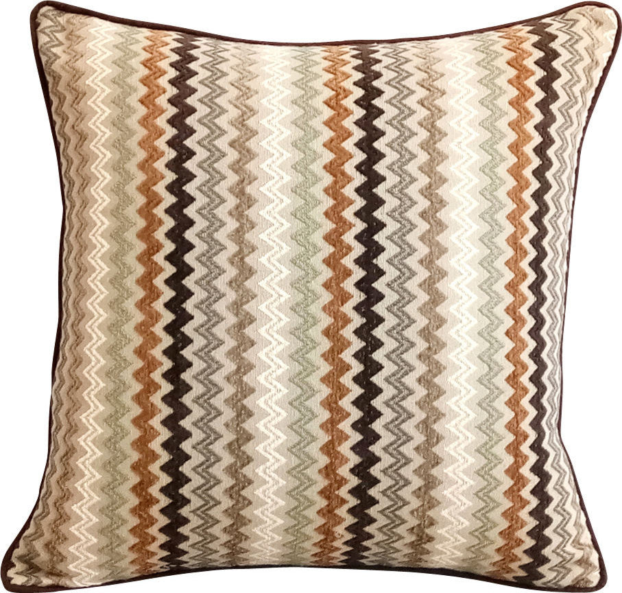 Luxury Throw Pillow Covers 14" x 14" Pillowcase Brown Silk Chevron- Chevron Cake