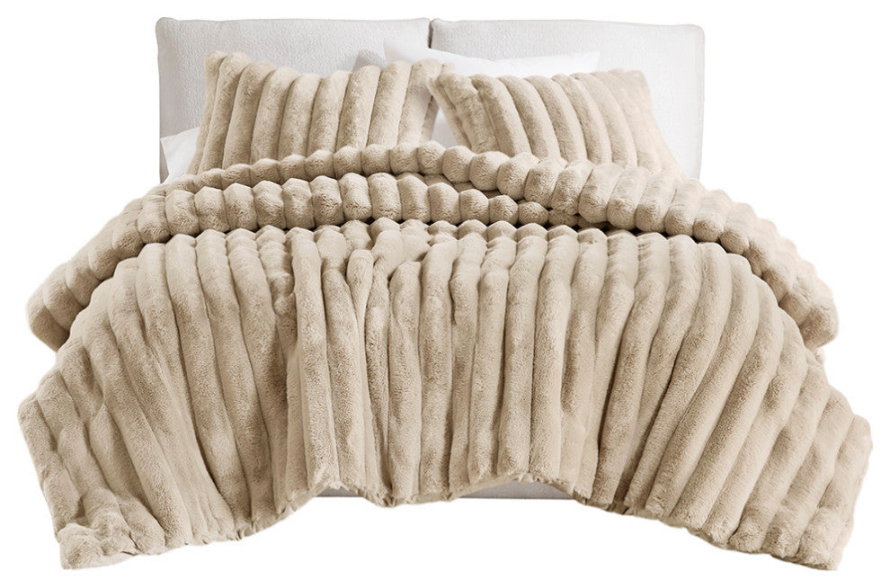 Madison Park Jasmine Ultrasoft Faux Fur Ribbed Comforter Set