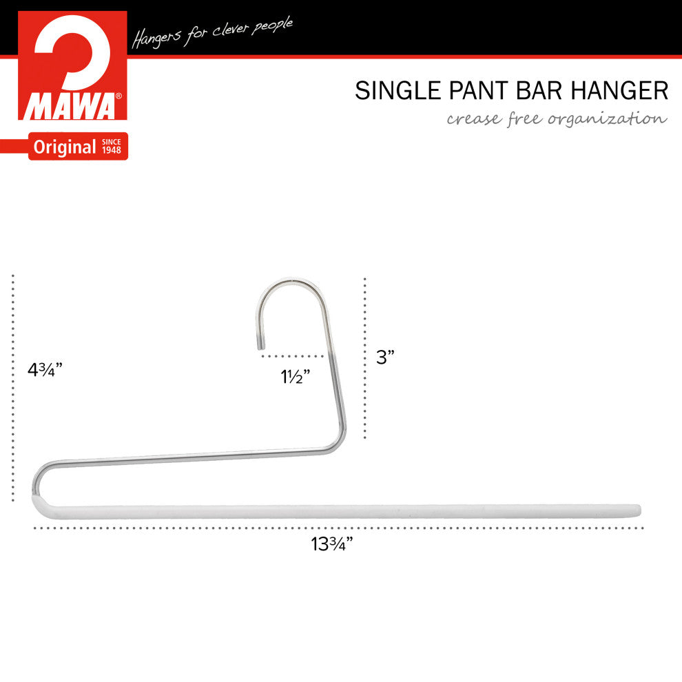 Reverse HookTrouser Hangers, Double Rod, Set of 10, White