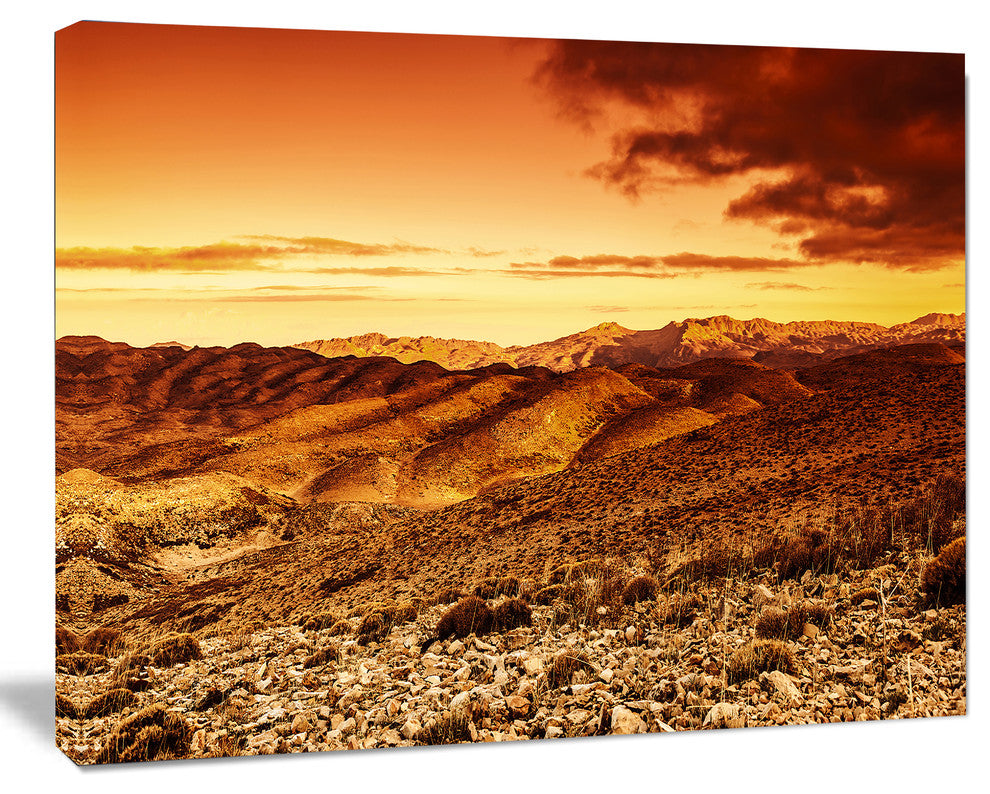 Cloudy Dramatic Sunset in Desert, Extra Large Landscape Canvas Art, 20"x12"