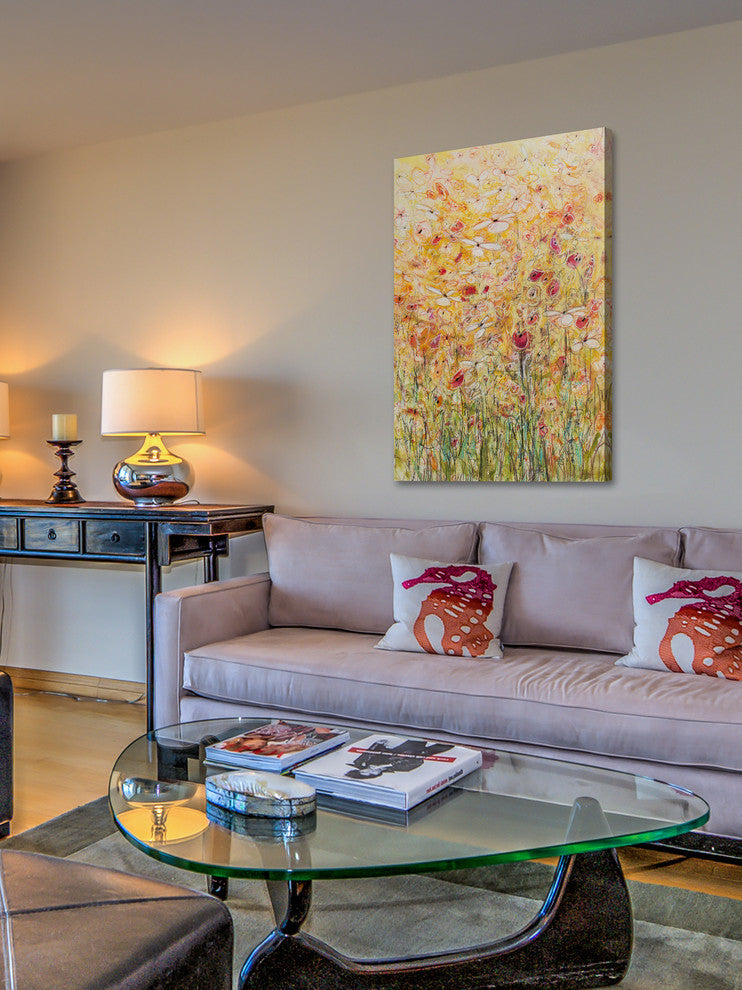 "Daisy Chain 10" Painting Print on Wrapped Canvas, 24x36