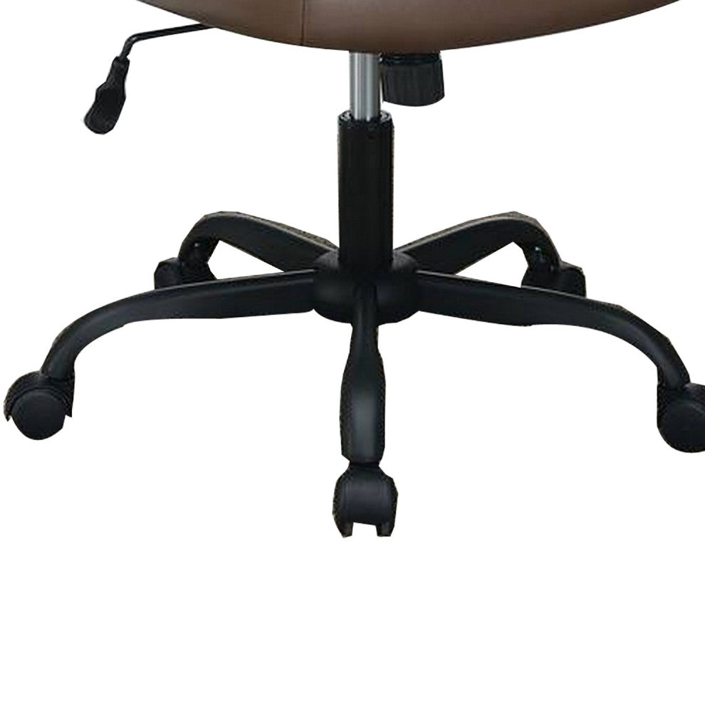 Benzara BM266478 Office Chair With Curved Arms and Leatherette Upholstery, Brown
