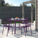 LeisureMod Devon Modern Outdoor Stackable Aluminum Dining Chair, Set of 4, Purple