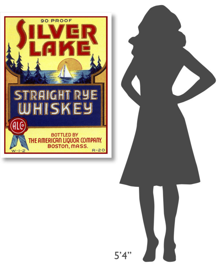 "Silver Lake Straight Rye Whiskey" Print by Vintage Booze Labels, 29"x38"