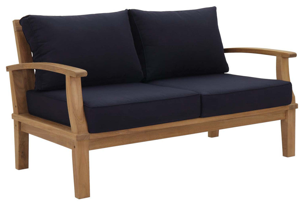 Natural Navy Marina Outdoor Patio Teak Loveseat