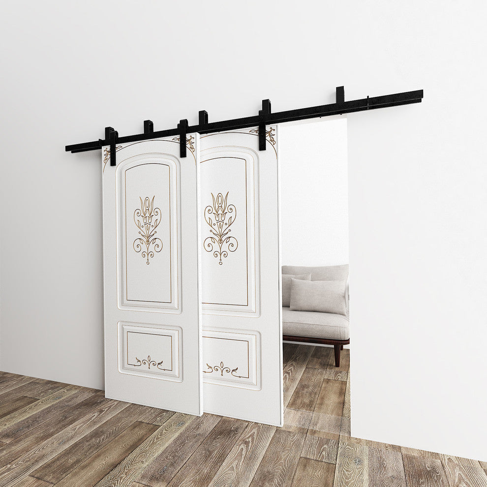 Sliding Barn Door Hardware, U Bracket Bypass, Classic Design, 7.5'