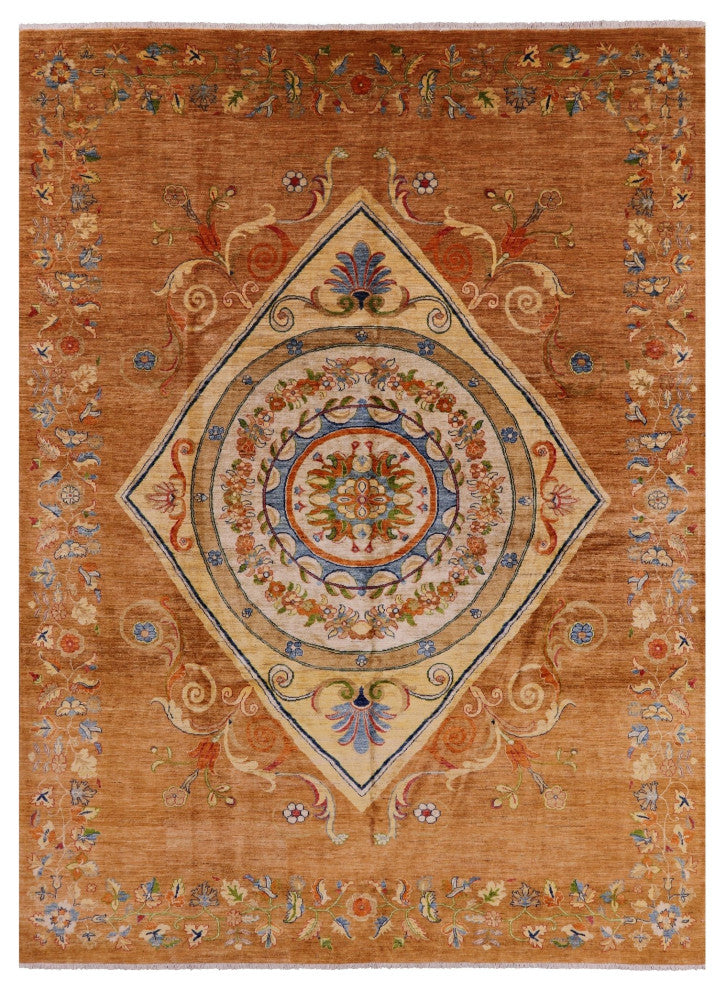 8' 10" X 11' 10" Contemporary Hand Knotted Wool Rug Q4764