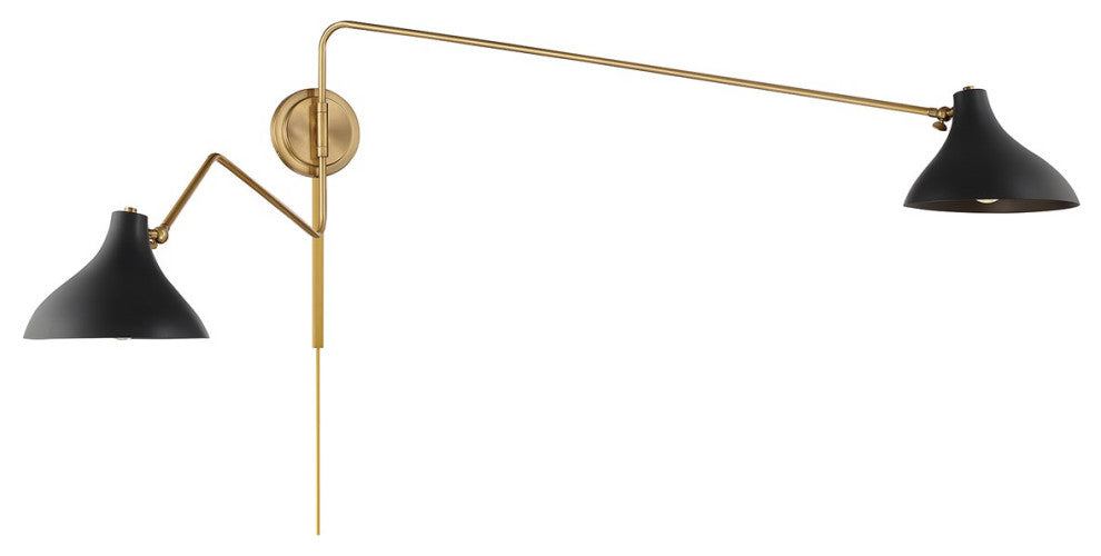 Savoy House Meridian 2-Light Wall Sconce M90088MBKNB, Matte Black With Brass