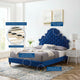Tufted Platform Bed Frame, Queen Size, Velvet, Blue Navy, Modern Contemporary