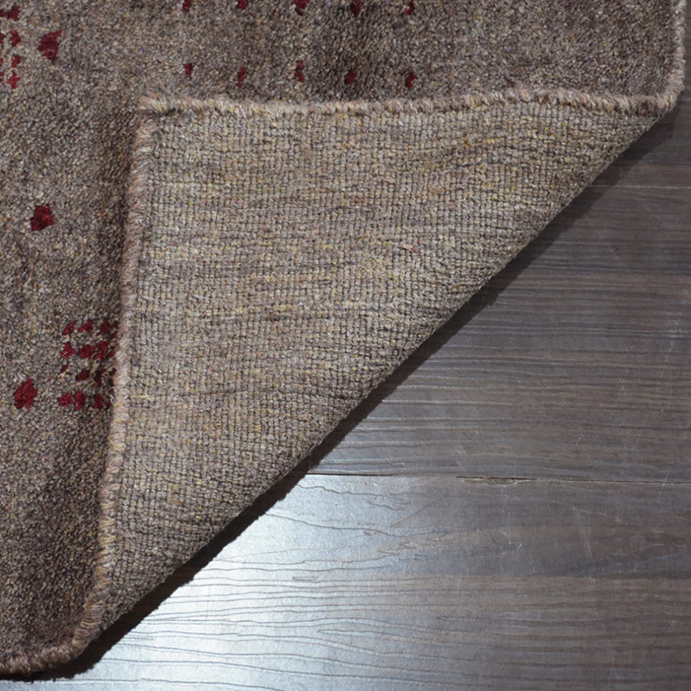 HAND KNOTTED LOOM SILK AREA RUGS-5'x8',Rectangle,Light Brown,Contemporary