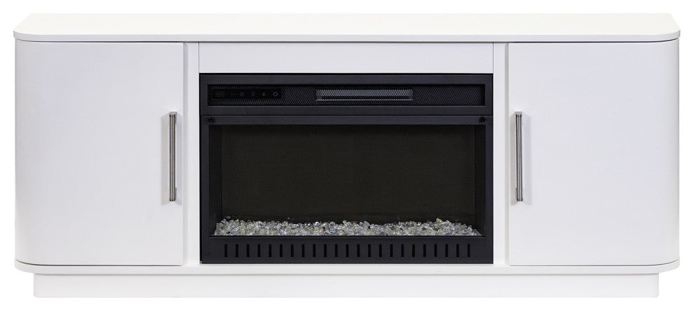 Modern 60" Fireplace Console Entertainment, White