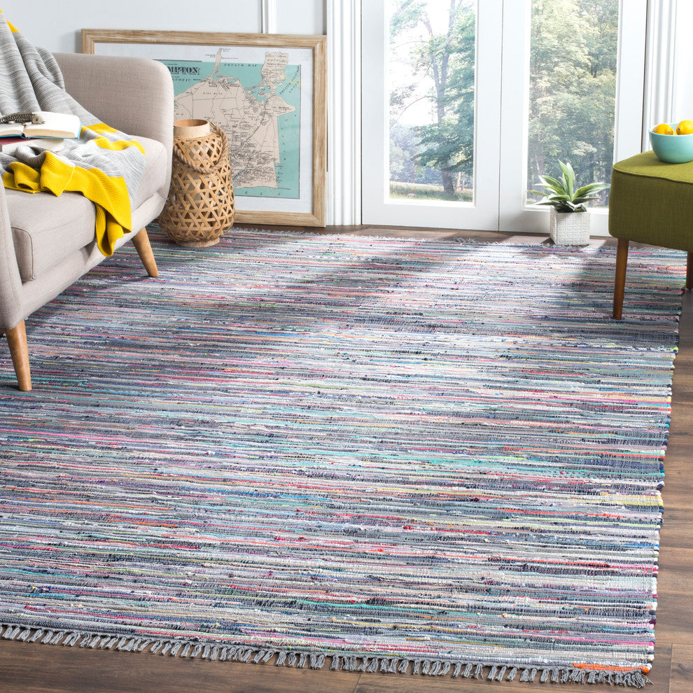 Safavieh Rag Rug Collection RAR121 Rug, Aqua/Multi, 5' X 8'