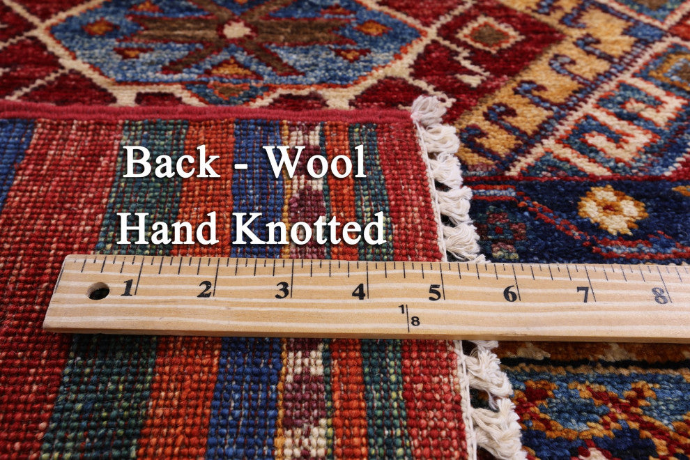 Hand Knotted Khorjin Super Kazak Rug 3' 4" X 4' 10" Q10801