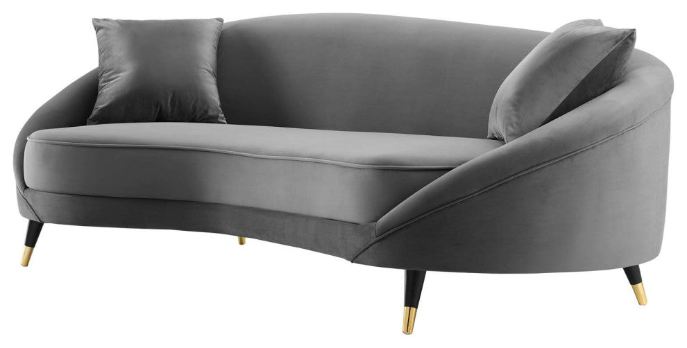 Sofa, Velvet, Gray, Modern, Living Lounge Room Hotel Lobby Hospitality