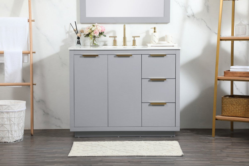 Bethany Single Bathroom Vanity, Gray, 42"