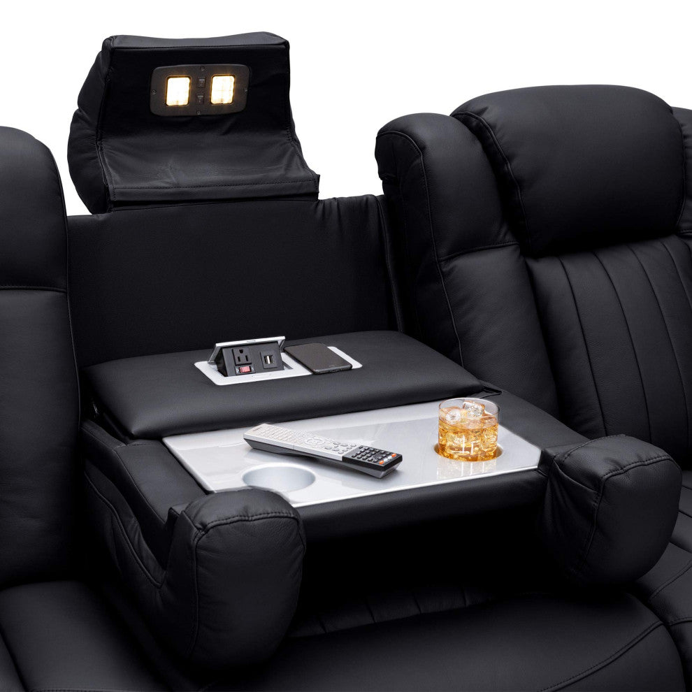Seatcraft Cavalry Home Theater Seating, Black, Sofa