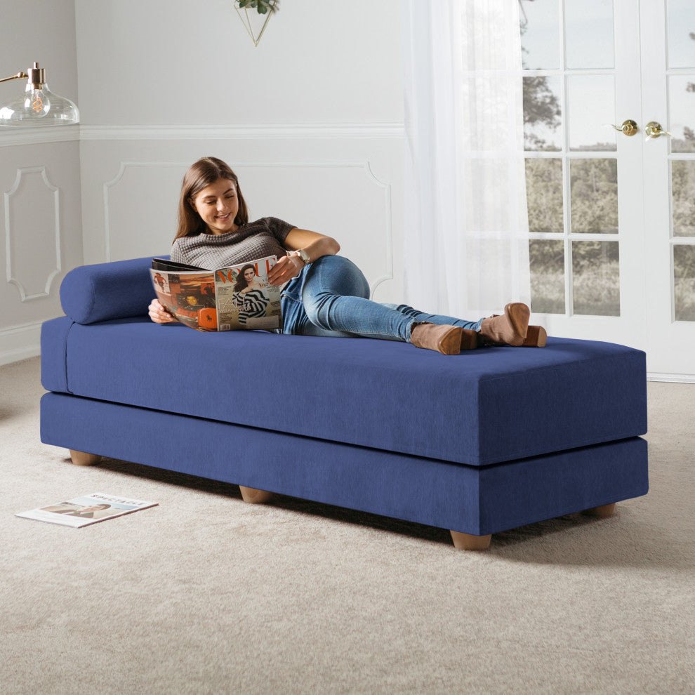Alon Daybed Queen Size Convertible Sleeper, Navy Chenille