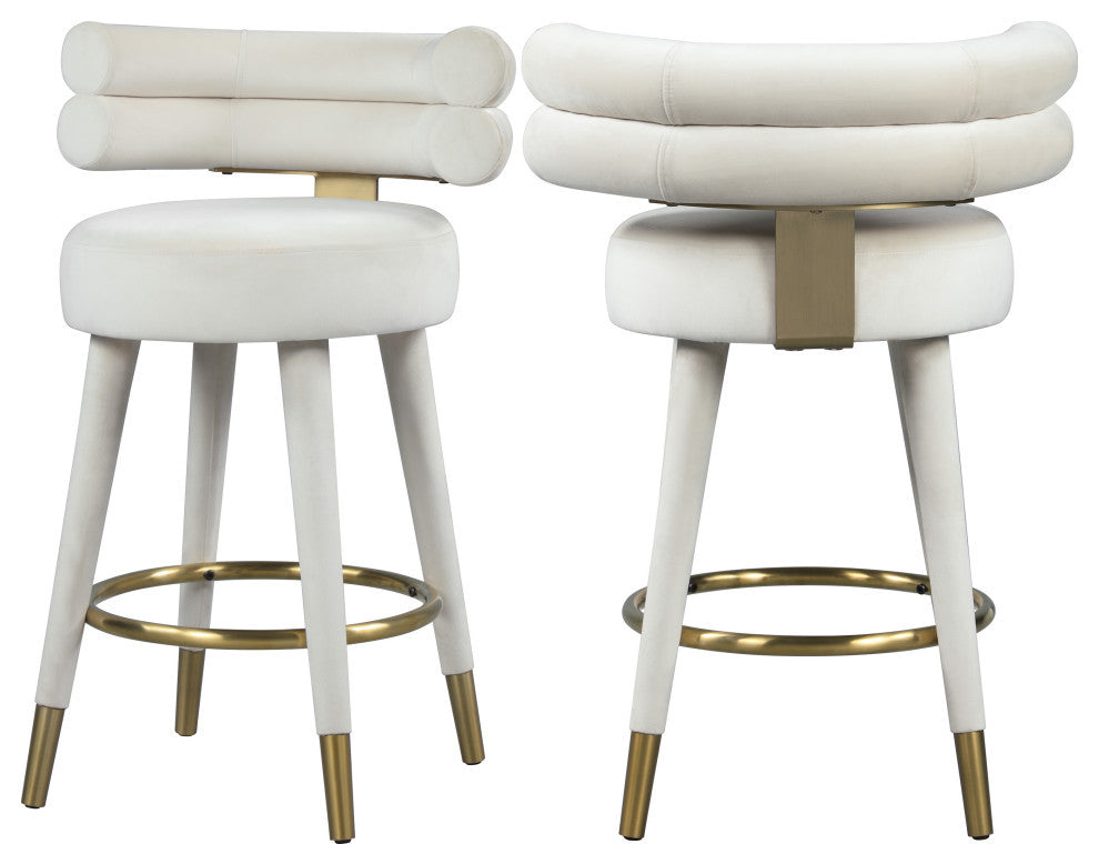 Fitzroy Velvet Upholstered Counter Height Stool (Set of 2)