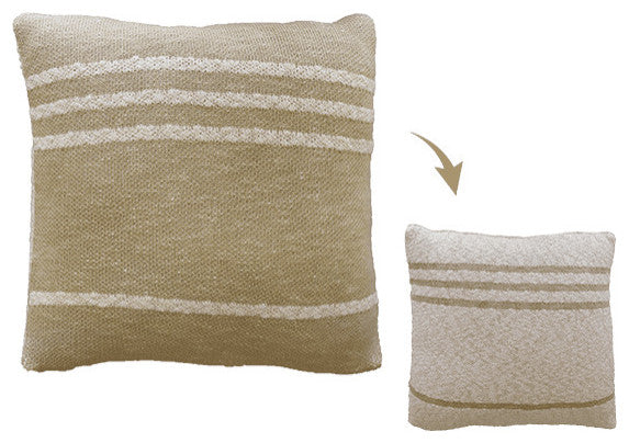 Duetto Knitted Cushion, Olive/Natural