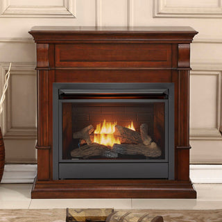 Duluth Forge Dual Fuel Ventless Gas Fireplace, 26,000 BTU, Remote, Auburn Cherry